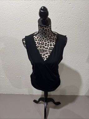 INC International Concepts Black Sleeveless Wrap V-Neck Camisole